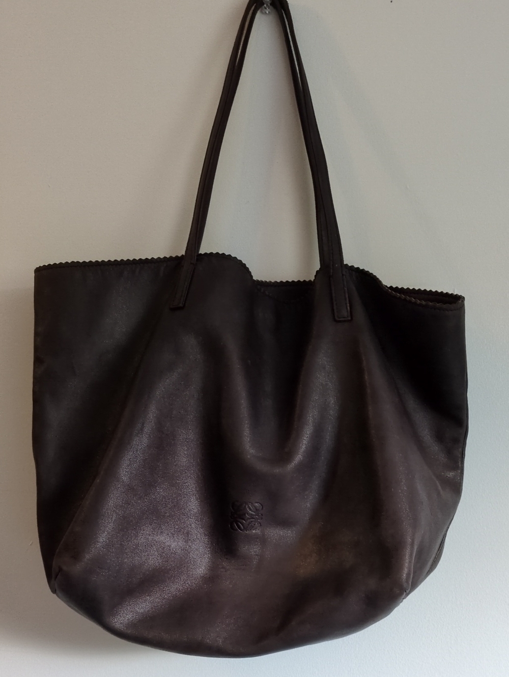 Loewe Dark Brown Leather Vintage Tote
